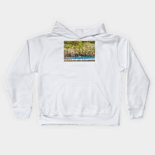 A Colorful Abstraction of Cattle Egret Kids Hoodie